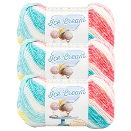 Lion Brand Yarn Ice Cream, Baby Yarn for Knitting and Crochet, Funfetti, 3 Pack