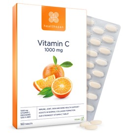 Healthspan Vitamin C 1,000mg (5 Months' Supply) | Support Your Immune Health | Reduces Tiredness & Fatigue and Supports Joint, Skin & Bone Health | Vegan