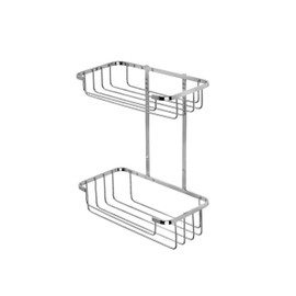 Croydex QM390541 Stainless Steel Two Tier Cosmetic Basket Shower Caddy, 10 Year Rust Free Guarantee, Silver
