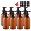 YBCPACK 8 Pack 250ml Plastic Soap Dispenser Bottles,Amber Pump Bottle