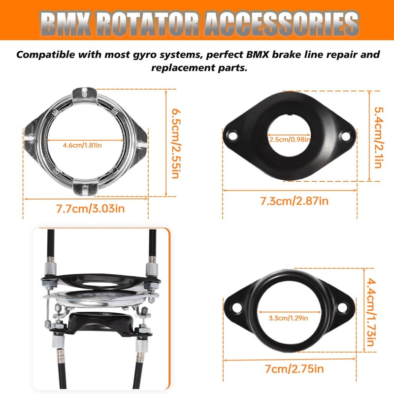 HUAREW BMX Bike Gyro Brake Cables Front + Rear (Upper