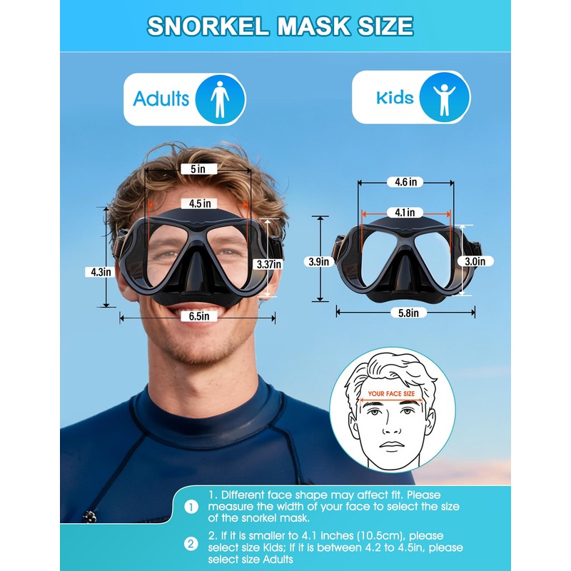 Greatever Dry Snorkel Set,Panoramic Wide View,Anti-Fog Scuba Diving Mask,Professional Snorkeling