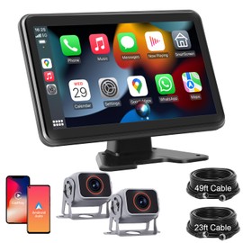 Losuudy HD1080P Wired Backup Camera System with Apple Carplay & Android Auto,10'' Touch Screen Monitor, 2 Rearview Reverse Cameras, Night Vision, IP68-rated Backup Camera for Trucks, RVs, Trailers