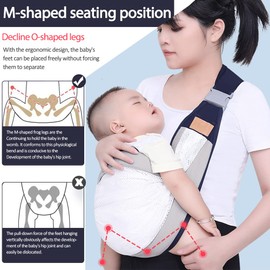 HINATAA Breathable Baby Sling, Adjustable Baby Carrier, Baby Carrier Wrap, Quick Dry, Thick Shoulder Straps for 0-36 Months Baby (Grey b)