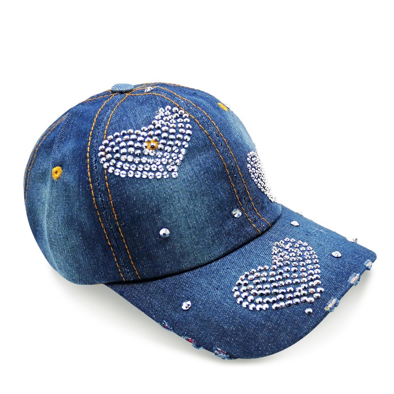 Topstyle Jeans Cap in Vintage Style with Star and Rhinestones,