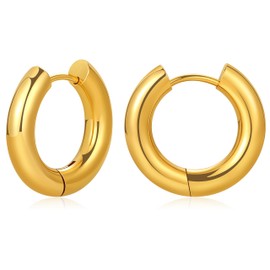 8YEARS Chunky Hoop Earring for Women, 18K Gold Plated Lightweight Thick Hoops, Hypoallergenic Gold Hoops Trendy Jewelry for Gift