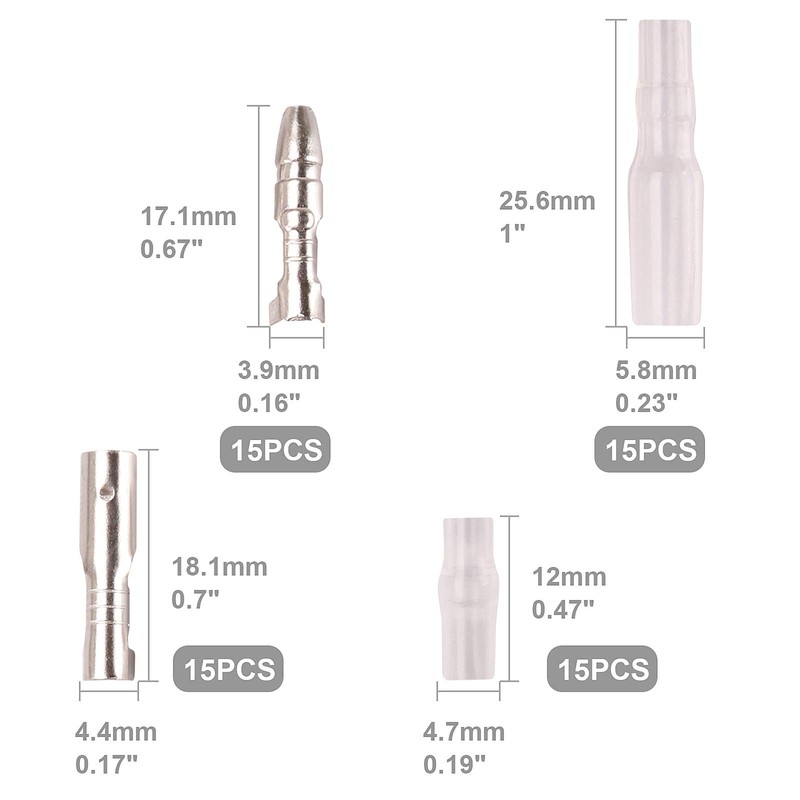 Kinstecks 150PCS 2.8mm 4.8mm 6.3mm Wire Spade Connector 3.9mm Bullet