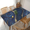 Fiokroo Blue Marble Texture Tablecloth with Elastic Edge for 5ft