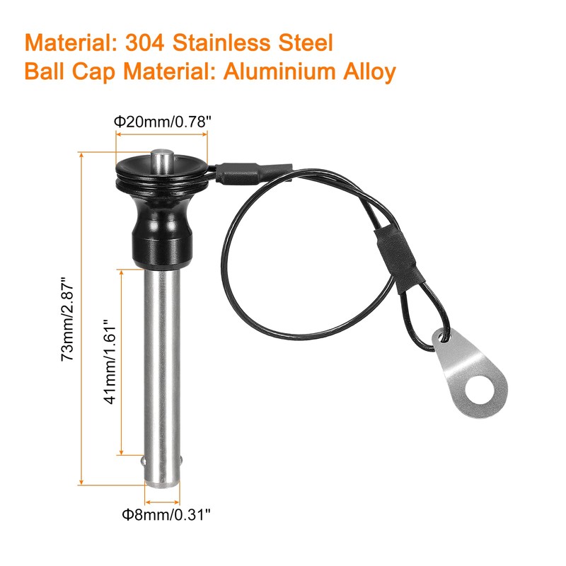 sourcing map Ball Lock Pins with Button Handle 304 Stainless