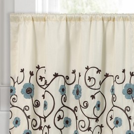 Lush Decor Royal Garden Kitchen Tier Window Curtain Panel Set, 24"W x 29"L, Blue