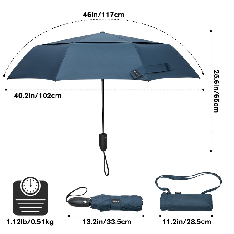 G4Free 46 Inch Windproof Foldable Travel Umbrellas Double Canopy with