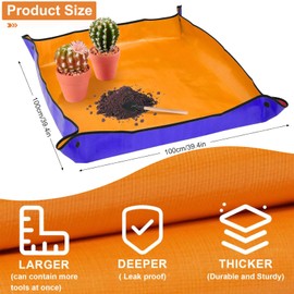 HeartfeltYIre Potting Repotting Mat for Indoor Large Thickened Foldable 39.5x39.5 in Plants Portable Waterproof Square Foot Gardening Grid Tray for Live Pots Transplanting and Soil Dirt Control Mix