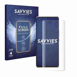 Savvies Pack of 4 Full Screen Protectors for Infinix Note 40 Pro Full Cover Screen Protector [3D Curved, Transparent, Anti-Fingerprint]