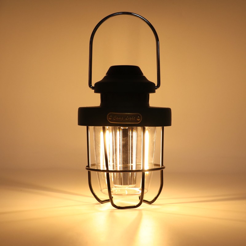 Retro LED Camping Lantern Portable Multifunctional Rechargeable Tent Light for