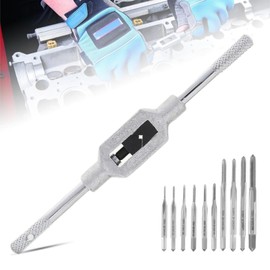J U H U T O N G Machine Hand Tap Set 10pcs Micro Taps Bit Small Hand Screw Thread Taps M1-M3.5 HSS Mini Metric Plug Tap Adjustable Tap Reamer Wrench Die Tap Wrench