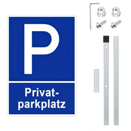 Private Parking Sign with Posts with 90 cm High Pole, Parking Prohibited Sign, Parking Sign, Parking Sign - Easy Assembly, Visible and Weatherproof