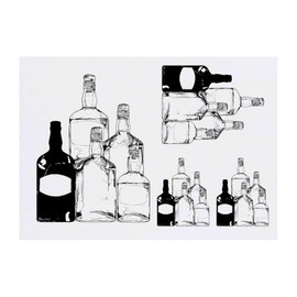 4 x 'Bottles of Alcohol' Temporary Tattoos - Water Resistant, Skin-Safe, Non-Toxic Transfers, Mixed Sizes (TO00084692)