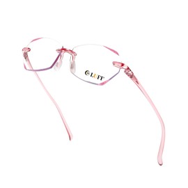 LUFF Rimless Reading Glasses for Women Blue Light Blocking,Stylish Lightweight Frameless Computer Readers Anti Eyestrain, Diamond Cut Edge Lens(2.0X)