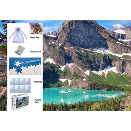 PigBangbang,Handmade Intellectiv Games Photomosaic Jigsaw Puzzle Box Basswood 29.5 X 19.6''Colorful Cartoon 1000 Piece Mural Home Decoration-Glacier National Park