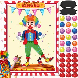 Carnival Games, Pin The Nose On The Clown, Carnival Circus Theme Party Games, Clown Circus Decorations, Clown Nose Pin Games for Circus Party Favors,Carnival Games Out Door Activity Games for Kids