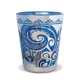 Island Heritage Hawaiian Tropical Foil Short 1 oz Shot Glass (Tribal Swirl)