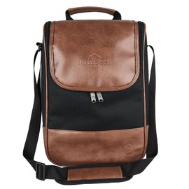 Frehore® Wine Leather Tote Cooler Insulated Bag - Luxury 2 Bottle Carrier Design For Lunch/Travel - Idea Gift For Women/Man (Reserve Place For Corkscrew Opener, Dark Brown)