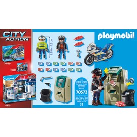 PLAYMOBIL PLAYMOBIL City Action 70572 Polizei-Motorrad: Verfolgung des Geldräubers, Für Kinder von 4-10 Jahre