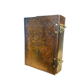 perfect leather shop 600 pages large sun embossed journal | handmade blank notebook grimoire book of shadows sketchbook writing 7 x 10 brown