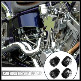 Hihaha 4pcs AN10 Hex Black Car Hose Finisher Flexible Rubber Pipe Clamp with Screw Band Adapter Fitting for Oil Fuel Water Tube Durable Material