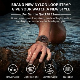 HaruYo QuickFit 22 mm Watch Strap for Garmin Fenix 8 47 mm/E 47 mm/7/6/5/7 Pro/Fenix 7/6 Pro Solar/Garmin MARQ Golfer (Gen 2)/Epix/Garmin Epix (Gen 2), Nylon Replacement Strap Green Orange