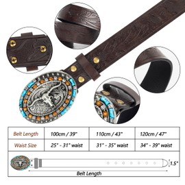 Mawjom Western-Cowboy-Cowgirl-PU-Leather-Belt for Women - Kallaite-Turquoise-Boho-Belt for Jeans Pants 25"-39"