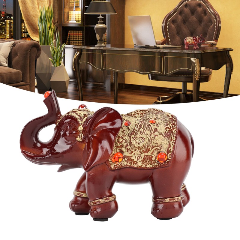 Elephant Statue Durable Resin Cute Elegant Attract Wealth Round Corner