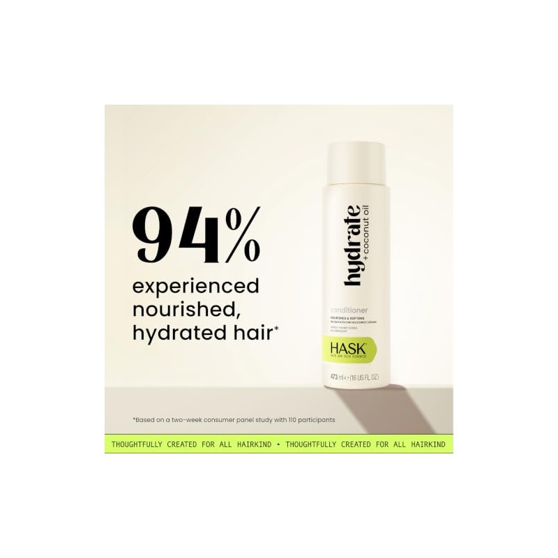 HASK, Hydrate + Coconut Oil, Acondicionador, Hidratación Profunda, Repara Cabello