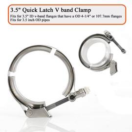 Elifecenter 3.5 Inch Exhaust V band Clamp T304 Stainless Steel with T-Bolt Quick Release Latch(No Flanges)