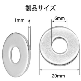 ZHSHXNGY Washers M6 Nylon Washers, Aluminum, Flat Washer, Large 304 Stainless Steel (for M6, Outer Diameter 0.8 inches (20 mm), Thickness 0.04 inch (1 mm)), Pack of 30