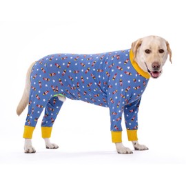 BT Bear Large Dog Clothes, Elastic Pet Onesie Clothes Protect Joints Anti-hair Anti Licking, Wound Protection Pet Pajamas Jumpsuit For Medium Large Dogs (4XL,Blue Rocket)
