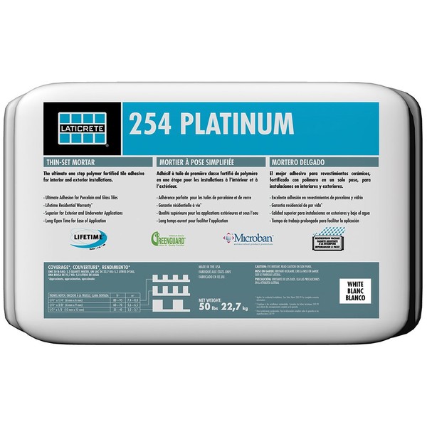 LATICRETE 254 Platinum Multipurpose Thin-Set Mortar, 50 lb. White