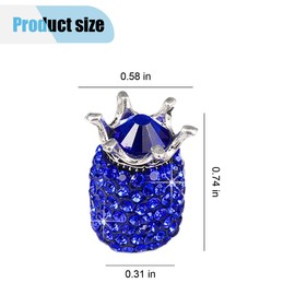 4PCS Crown Car Tire Valve Stem Caps, Crystal Rhinestone Car Wheel Tire Valve Caps, Dustproof & Leakproof Car Stem Air Caps Cover, Universal Bling Car Exterior Accessories for Most Vehicles (Blue)