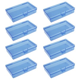 Goodma 8 Pieces Rectangular Empty Mini Plastic Organizer Storage Box Containers with Hinged Lids for Small Items and Other Craft Projects (135 x 80 x 30 mm, Blue)