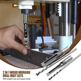 Square Hole Drill Sets, Woodworking HSS Wood Chisel Countersink Bits Hole Mortise Drill Bit Set for Carpenters, 6.4 mm/8 mm/9.5 mm/10 mm/11 mm/12.7 mm/14 mm/16 mm (5PCS)