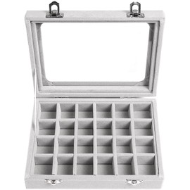 Natseekgo 24 Compartments Women's Jewellery Box Jewellery Case Jewellery Stand Storage Box for Rings Earrings Necklace