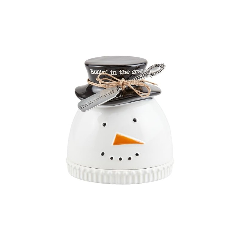 Mud Pie Snowman Cloche Spreader Set; cloche 6 1/2" x