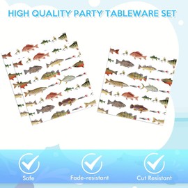 Gone Fishing Birthday Party Decorations 40Pcs Fish Napkins Disposable gone fishing party napkins for Under The Sea Party Decorations,Little Fisherman Decorations,Ofishally One Birthday Decorations