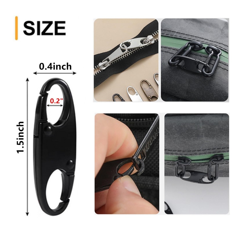 8Pcs Anti Theft Zipper Clips Small Double Carabiner Clip Alloy