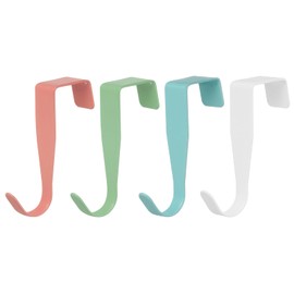 uxcell Over The Door Hook,4 Pack - Carbon Steel Cabinet Door Single Hooks, Metal Door Hanger for Home Kitchen Decoration (White,Green,Blue,Red)