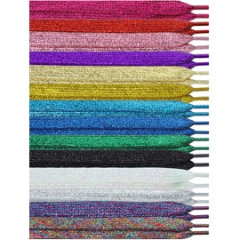 WILLBOND 16 Pairs Glitter Colored Shoelaces 42 Inch Shoe Laces for Flat Sneakers Skate Shoes Sport Shoes Boots