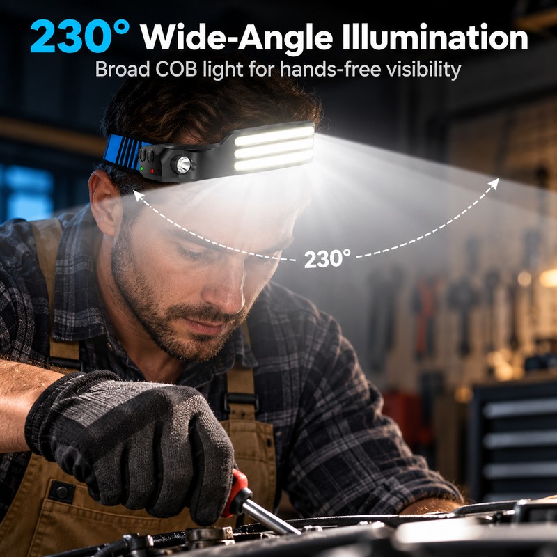 Rechargeable LED Headlamp for Camping and Outdoor Work – 230°