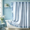 Whaline Gingham Ruffled Shower Curtain 72 x 72 Inch Blue