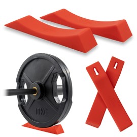 C.P.Sports Plate Pads - Rubber Wedges, Roll Lock Pad, Shelf for Weight Plates & Barbell/Dumbbell | Deadlift Wedge/Bar Jack for Bodybuilding, Deadlifts, Fitness, Gym | 1 x Pair Red