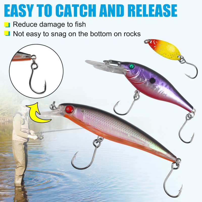 Inline Single Hooks Kit, 185pcs Single Replacement Hooks for Hard